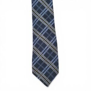 Robert Talbott Lourie's Mens Silk Tie Classic Blue Plaid Stripe Designer